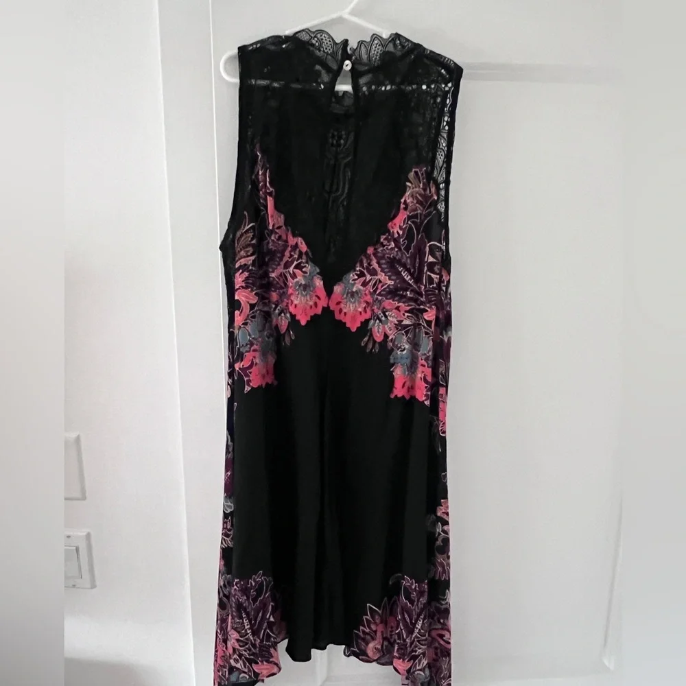 Free People Marsha Black Floral Lace Insert Slip Dress Size S - Picture 6 of 6